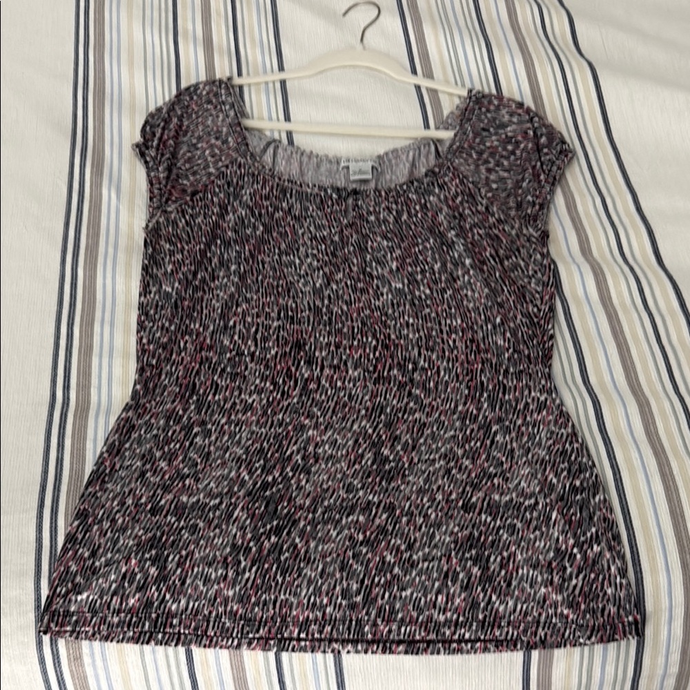 Liz Claiborne Black and Pink Textured Blouse